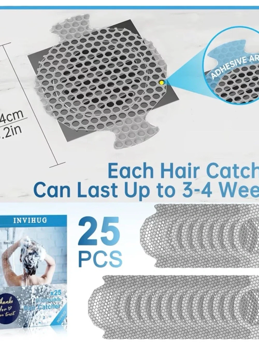 INVIHUG Drain Hair Catcher - Gray